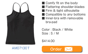 AM07130T Comfy fit on the body Flattering shoulder-blades Firm & tight silhoulette Compatible to any bottoms Inner-bra with removable bra-pad  Color : Black / White  Size : S / M  $414.00